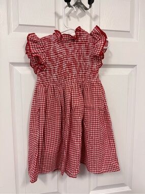 Ella Red and White Gingham Smocked Dress